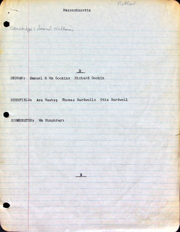Settlers' origins in Massachusetts 1